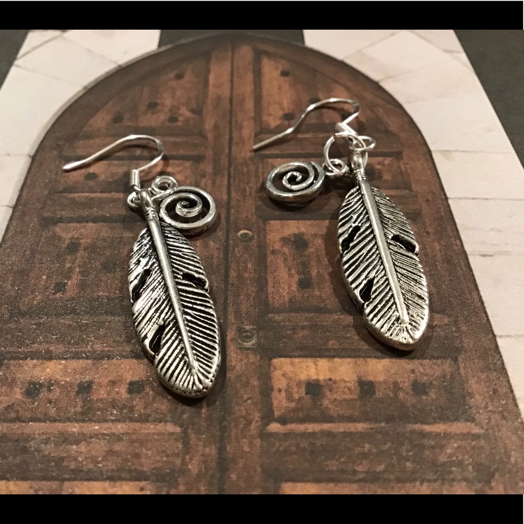 925 Silver Feather Boho Bohemian Earrings New Ooak 18$